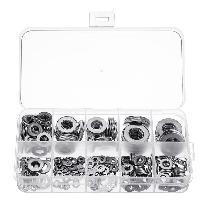 Suleve MXSW8 400Pcs Stainless Steel Flat Washer Assortment Set M2/2.5/3/4/5/6/8/10