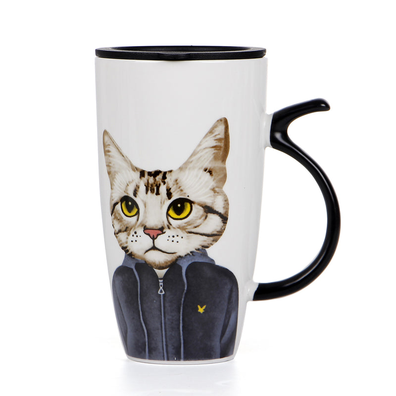 Personalized Cat Creative Trend Water Cup Home Office Coffee Cup Large Capacity Ceramic Mug