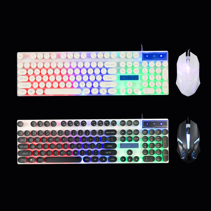 GTX300 104 Keys Punk Circular KeyCap Backlit Gaming Keyboard and Mouse Combo