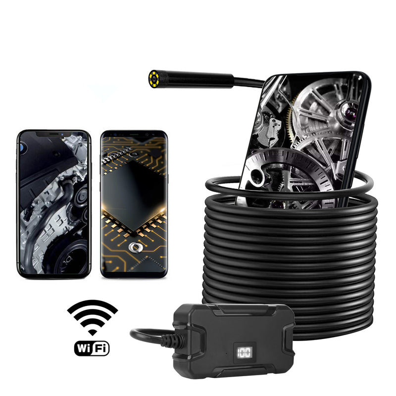 Bakeey 5.5MM WiFi Borescopes Inspection Camera 1080P 6 LED Display Screen HD Semi-rigid Wireless Camera for Android & IOS Ipad Huawei