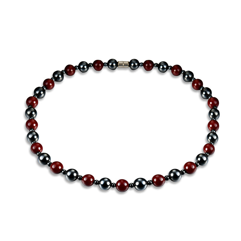 Healthy Healing Jewelry Black and Red Beads Magnet Stone Beaded Necklace Unisex