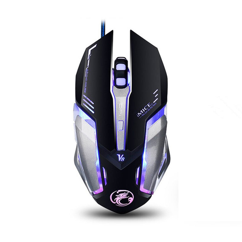 IMICE V8 USB Wired RGB Gaming Mouse 4000DPI Macro Programming 6D Optical Mechannical Computer Gamer Mouse for Laptop PC Computer
