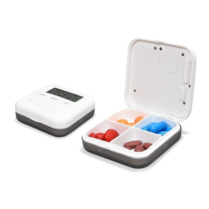 Loskii CR-210 Electronic Timing Medication Organizer Mini Portable Daily Vitamin Pill Case with Dig