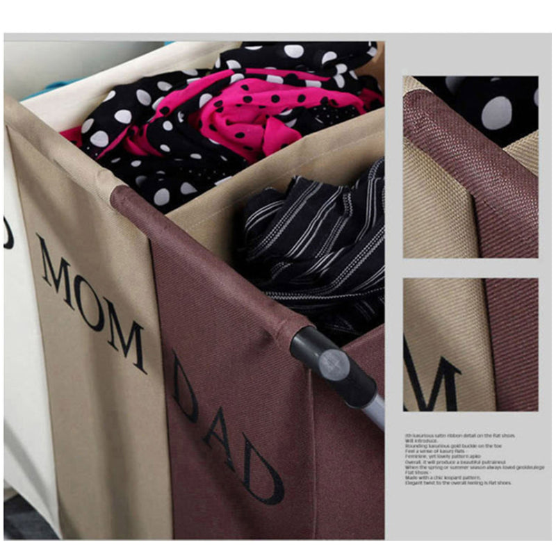 X-shape Foldable Dirty Laundry Baskets Organizer Collapsible 3 Grids Dirty Clothes Storage Waterproof Large Laundry Hamper