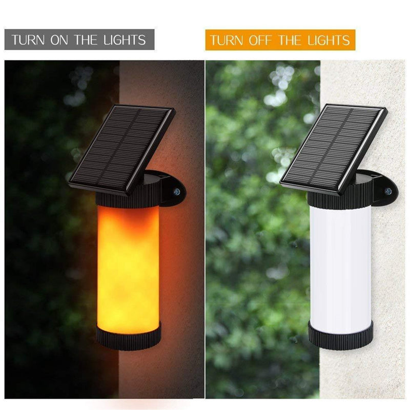 Solar Flame Wall Light Outdoor Courtyard Garden Landscape Lamp 3 Lighting Modes