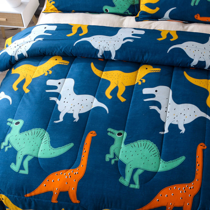 3 PCS Bedding Sets Cartoon Dinosaur Printing Quilt Cover Pillowcase For Queen Size