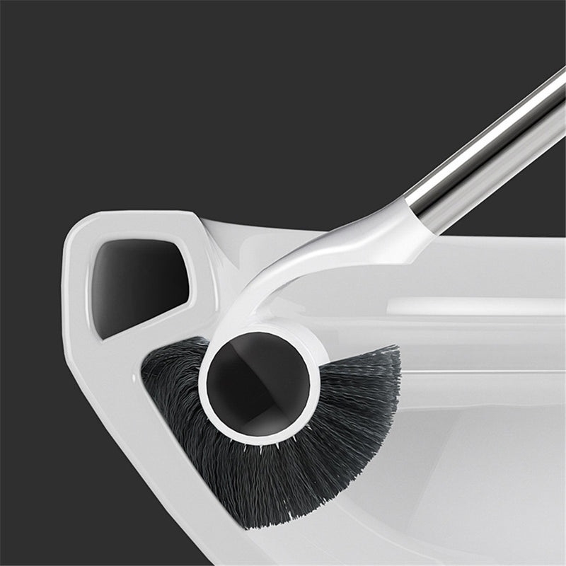 Stainless Steel Handle Toilet Brush Holder Floor-standing Cleaning Brushes Head with Magnet Base Bathroom Accessories Set