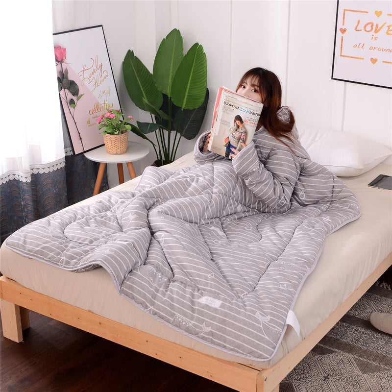 Winter Lazy Quilt With Sleeves Warm Thickened Blankets Washed Quilt 120cm x160cm
