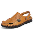 Leather Hollow Men Sandals Slippers Summer Casual Beach Light Weight Soft Breathable Durable