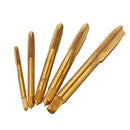 Drillpro 5pcs M3-M8 Steel Titanium Coated Machine Screw Plug Tap Straight Flute Hand Tap