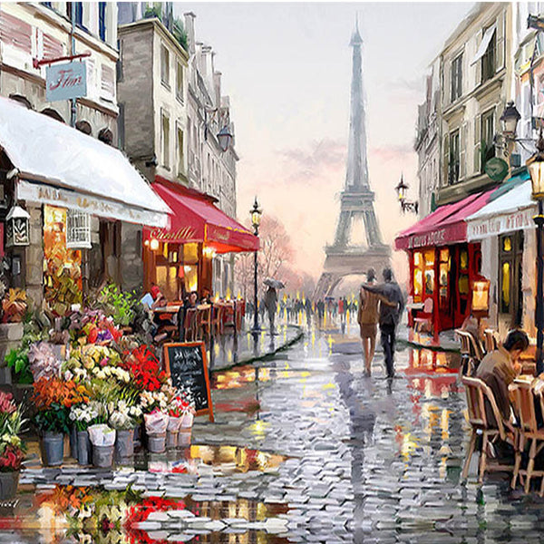 RUOPOTY Paris Street DIY Painting By Numbers Handpainted Canvas Painting Home Wall Art Picture