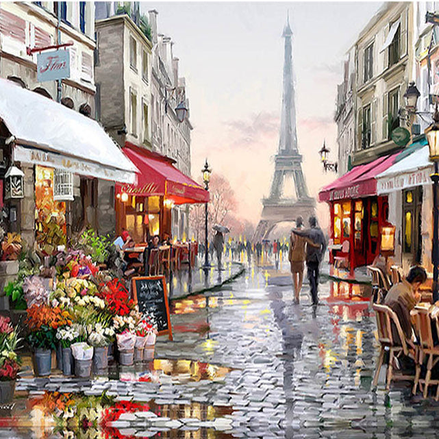 RUOPOTY Paris Street DIY Painting By Numbers Handpainted Canvas Painting Home Wall Art Picture