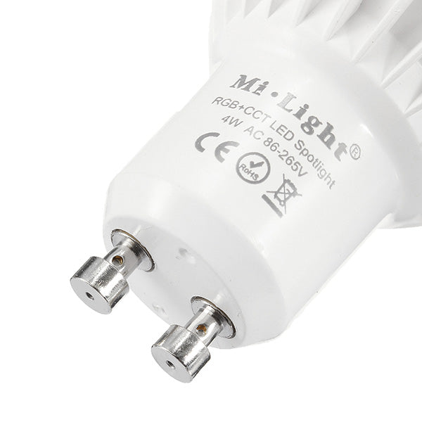 Dimmable GU10 4W Mi Light 2.4G Wireless RGBCCT LED Spotlight Lamp Bulb AC86-265V