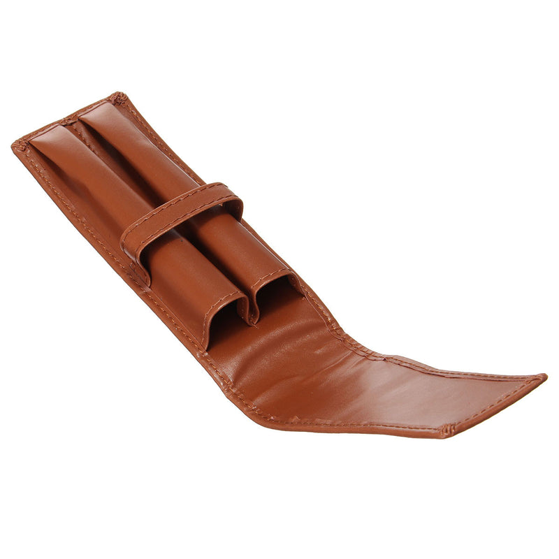 Universal 2 Pen Double Pencil Case Crazy Horse Coffee Fountain Pen Roller PU Leather Case Bag