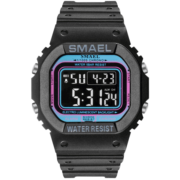SMAEL 1801 Pure Color Luminous 5ATM Waterproof Strap Week Date Display Colorful Digital Watch