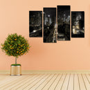 Miico Hand Painted Four Combination Decorative Paintings Dark Night City Street Wall Art For Home Decoration