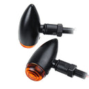 12V Motorcycle Metal Turn Signal Amber Lights Indicator Retro Black Universal