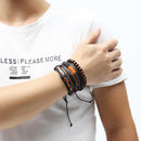 3 Pcs Men's Bracelet Bohemian Bead Leather Colorful Braided Bracelet for Men Fashion Gift