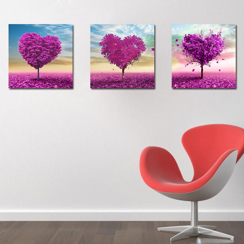 Miico Hand Painted Three Combination Decorative Paintings White Flower Wall Art For Home Decoration