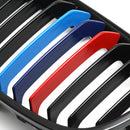 Pair M-Style Front Bumper Grille Shiny Gloss Black For BMW F20 F21 2011-2014