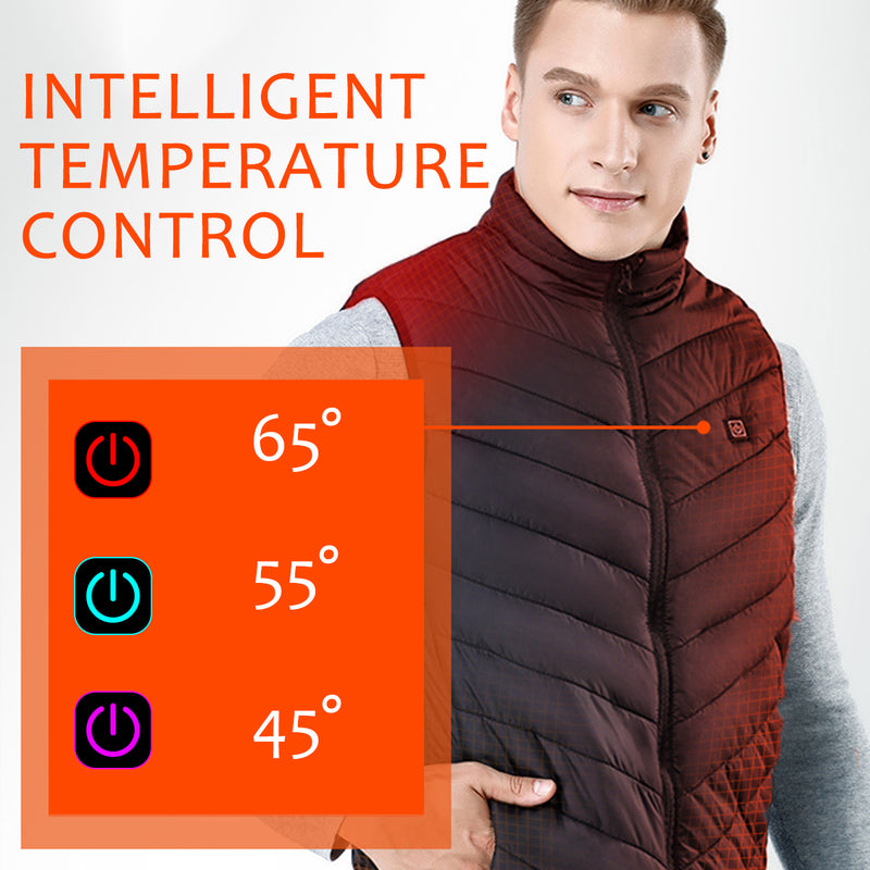9 Heating Pads USB Electric Heated Vest Jacket Warm Body Warmer Pad Winter Thermal