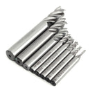 Drillpro 8pcs 2-12mm 4 Flute End Mill Cutter HSS Straight Shank Milling Cutter CNC Tool