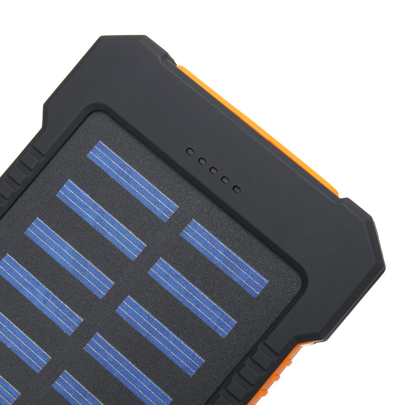 LED Compass Waterproof 6000mAh 2 USB Portable Solar Battery Charger Solar Power Bank Climbing Hook
