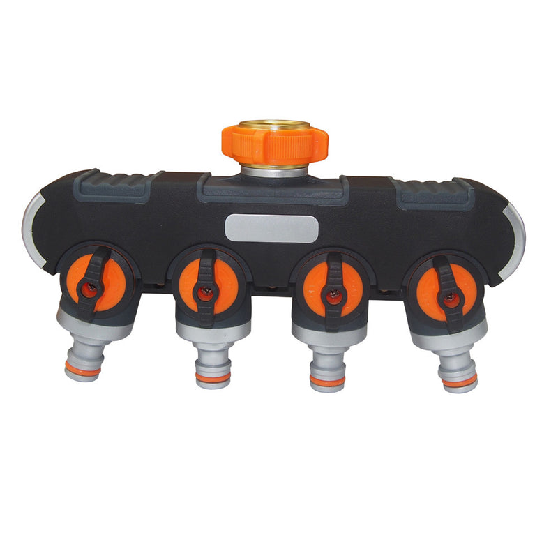 Universal 4 Way Hose Faucet Manifold Water Segregator for 3/4" 1/2" Garden Tap Splitter Water Pipe Divider Hose Quick Connector Nozzle Shut Off Control