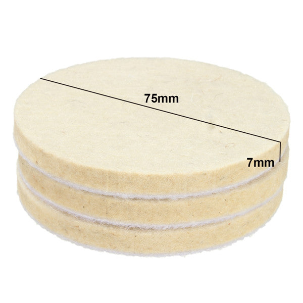 3pcs 75mm Polishing Pads Set 3 Inch Wool Felt Polishing Buffering Pads