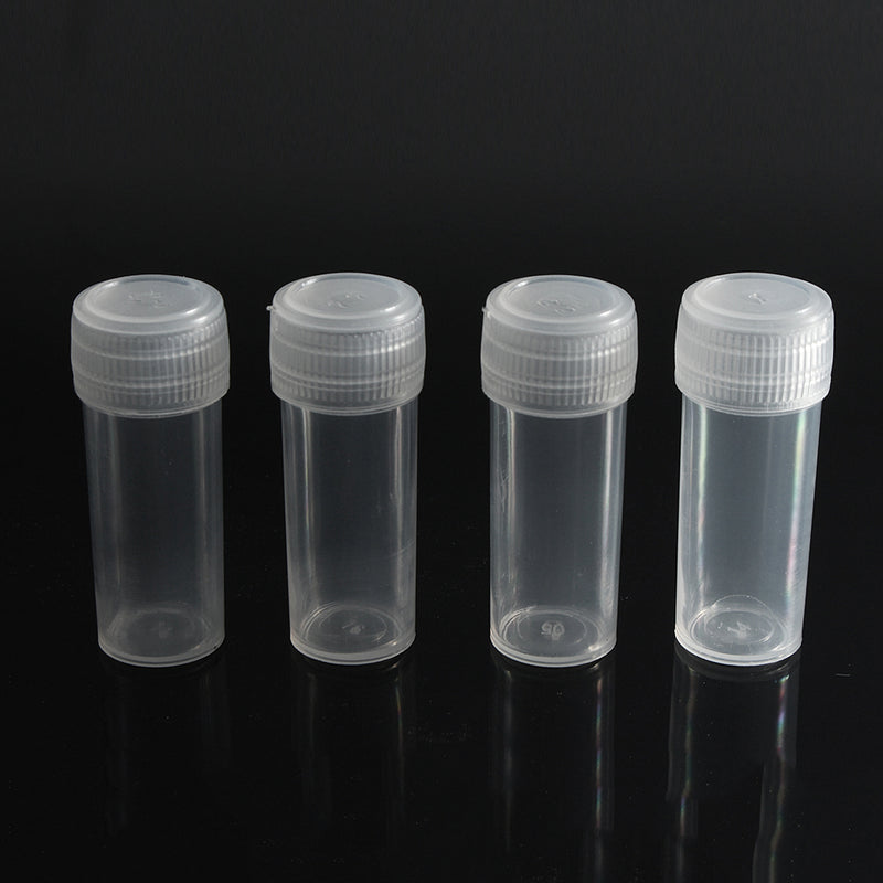 20Pcs 5ml Chemistry Plastic Test Tube Vials with Seal Caps Pack Container