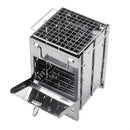 Outdoor BBQ Grill Adjustable Stainless Steel Camping Picnic Wood Stove Set