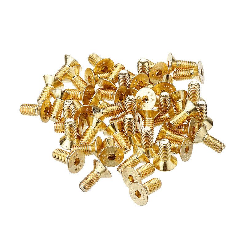 Suleve M5AH2 50Pcs Titanium Plated M5 Hex Socket Flat Head Countersunk Screws Alloy Steel 12.9 Grade Screw Bolt M5*12