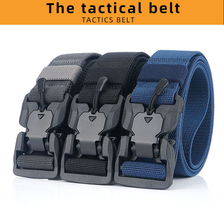 125cm AWMN ES19 Punch Free Magnetic Elastic Buckle Nylon Tactical Belt For Man Women