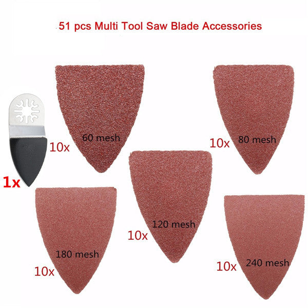 51pcs Finger Sanding Sheets Pads Paper Set For Fein Multimaster Bosch Oscillating Multitool