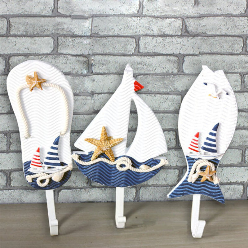 Mediterranean Style Pothook Nautical Hat Clothes Home Wall Hooks Hangers Hanging Decoration