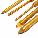 5pcs 3/4/6/8/10mm Titanium Coated Hex Shank Glass Drill Bit Set