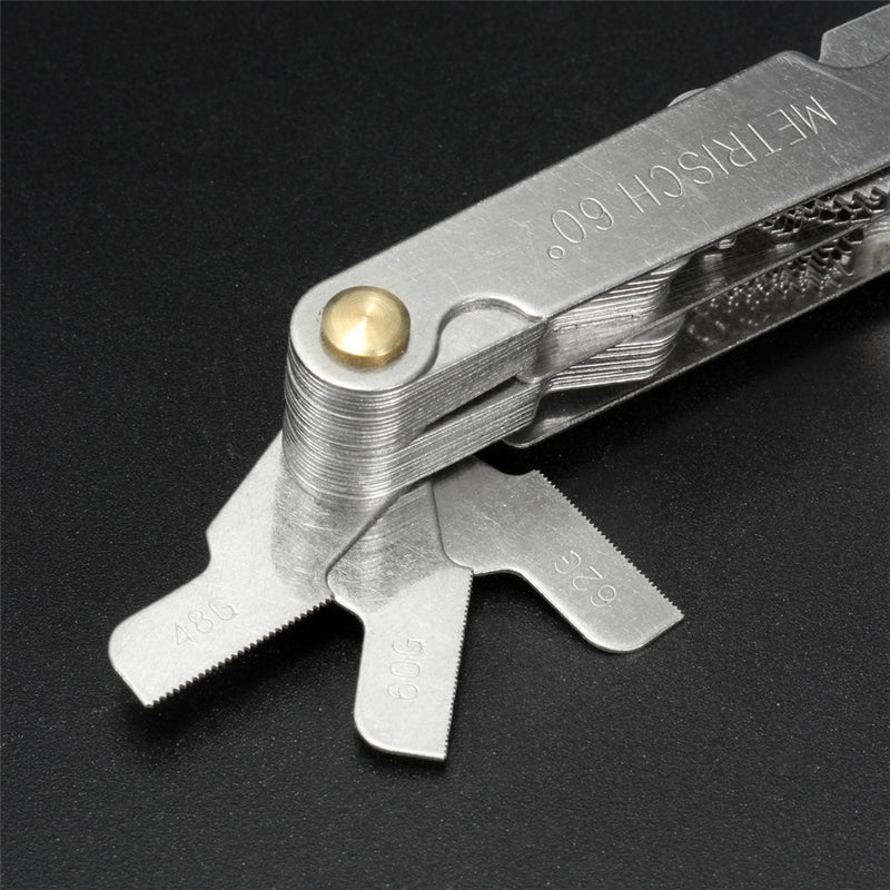 52 Blades Metric Whitworth 55/60 Screw Pitch Thread Measuring Gauge Checker