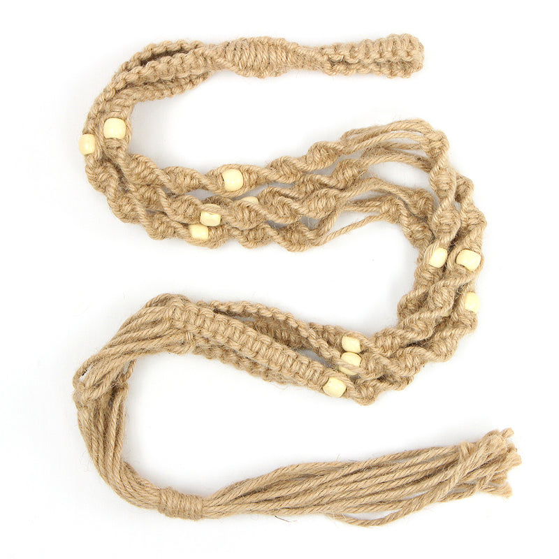85cm Hemp Jute Rope Plant Hanger Flower Pot Holder Macrame Hanging Basket With Bead