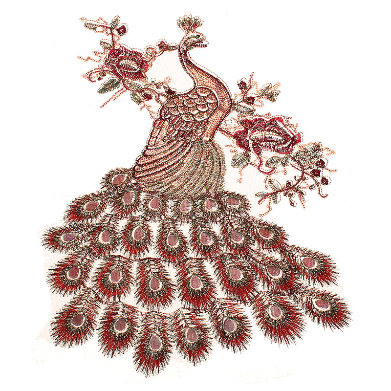 Sequins Applique Embroidered Peacock Multiple Rhinestone DIY Sewing Trim Decorations