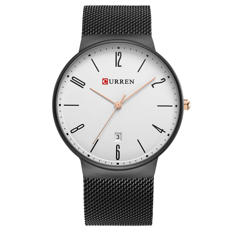 CURREN 8257 Ultra Thin Casual Design Quartz Watch Date Display Stainless Steel Men Watch