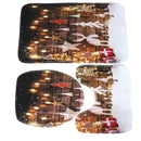 3PCS Bathroom Bath Mat Set Toilet Seat Cover Waterproof Bathroom Shower Curtain Chrismas Print