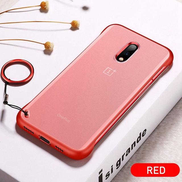 Bakeey Transparent Ultra Thin Anti Fall Matte Hard PC&Soft Edge With Finger Ring Protective Case For OnePlus 7