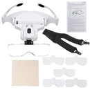 Headband Magnifier Glasses Hands Free Head Mount Magnifying Glasses USB LED Light W/ 1.0/1.5/2.0/2.5/3.5X Lense