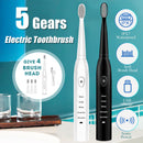 5 Modes Electric Toothbrush Sonic Power IPX7 Waterproof Black White Timing