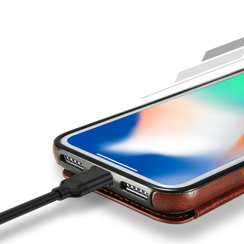KISSCASE Retro PU Leather Card Slots Bracket Protective Case for iPhone XS/X 7/8 Plus 6/6s Plus