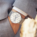 BIDEN BD0047 Ultra Thin Casual Style Men Wrist Watch Week Display Mesh Steel Quartz Watch