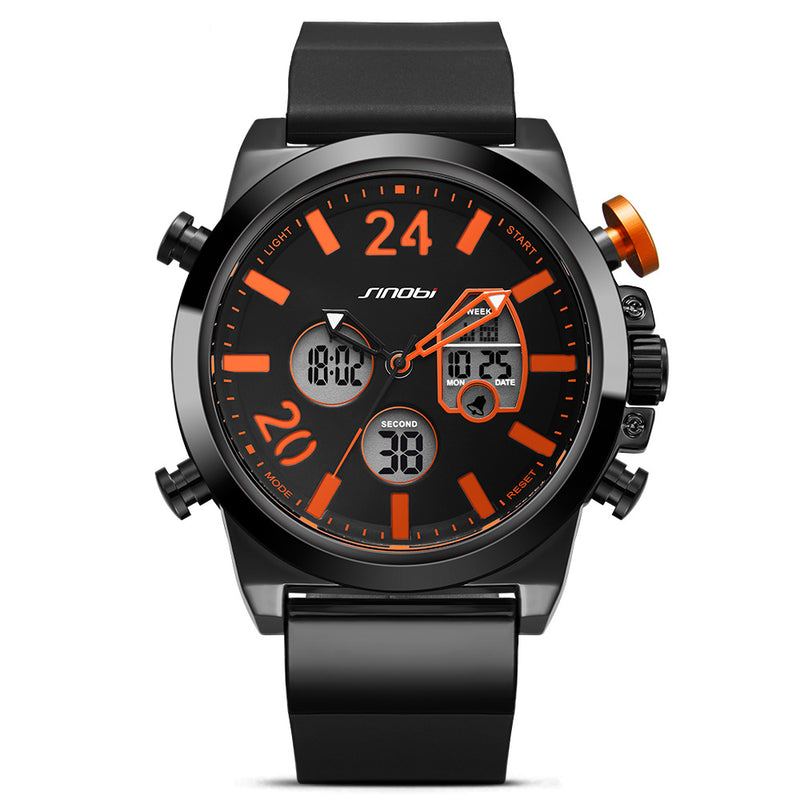 SINOBI 9732 Dual Display Digital Watch Men Chronograph Alarm Luminous Display Fashion Sport Watch