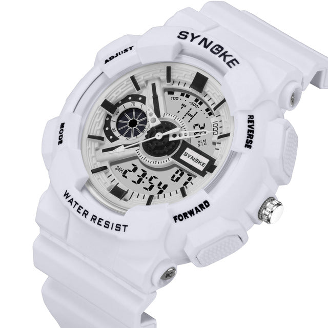 SYNOKE 9015 Double Display Movement Luminous Alarm Calendar Sports Dual Display Digital Watch Men Watch