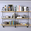 2Pcs Industrial Retro Bookshelf DIY Wall Mounted Storage Shelves Bracket 3 layers Iron Pipe Shelf for Home Decor Kitchen Kids Rooms