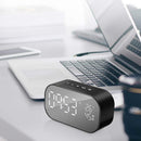 LED Digital Alarm Clock USB Mirror Display Bluetooth AUX Radios Speaker Portable